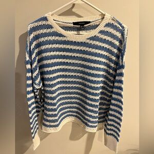 NWOT Vero Moda cream and blue striped loose knit long sleeve sweaterter